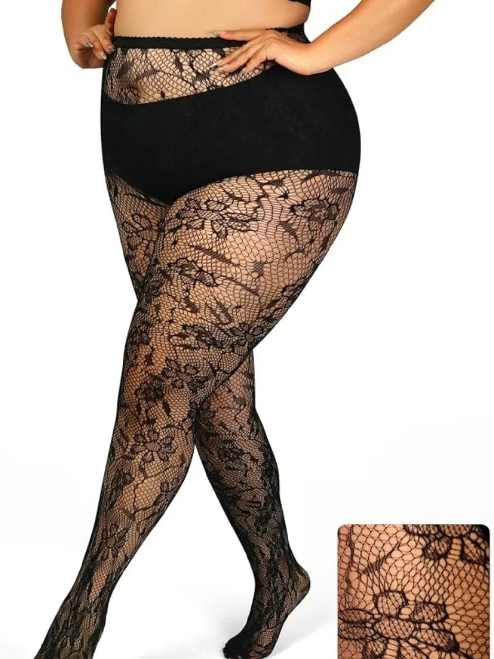 Floral Lace Plus Size Tights 1 pack